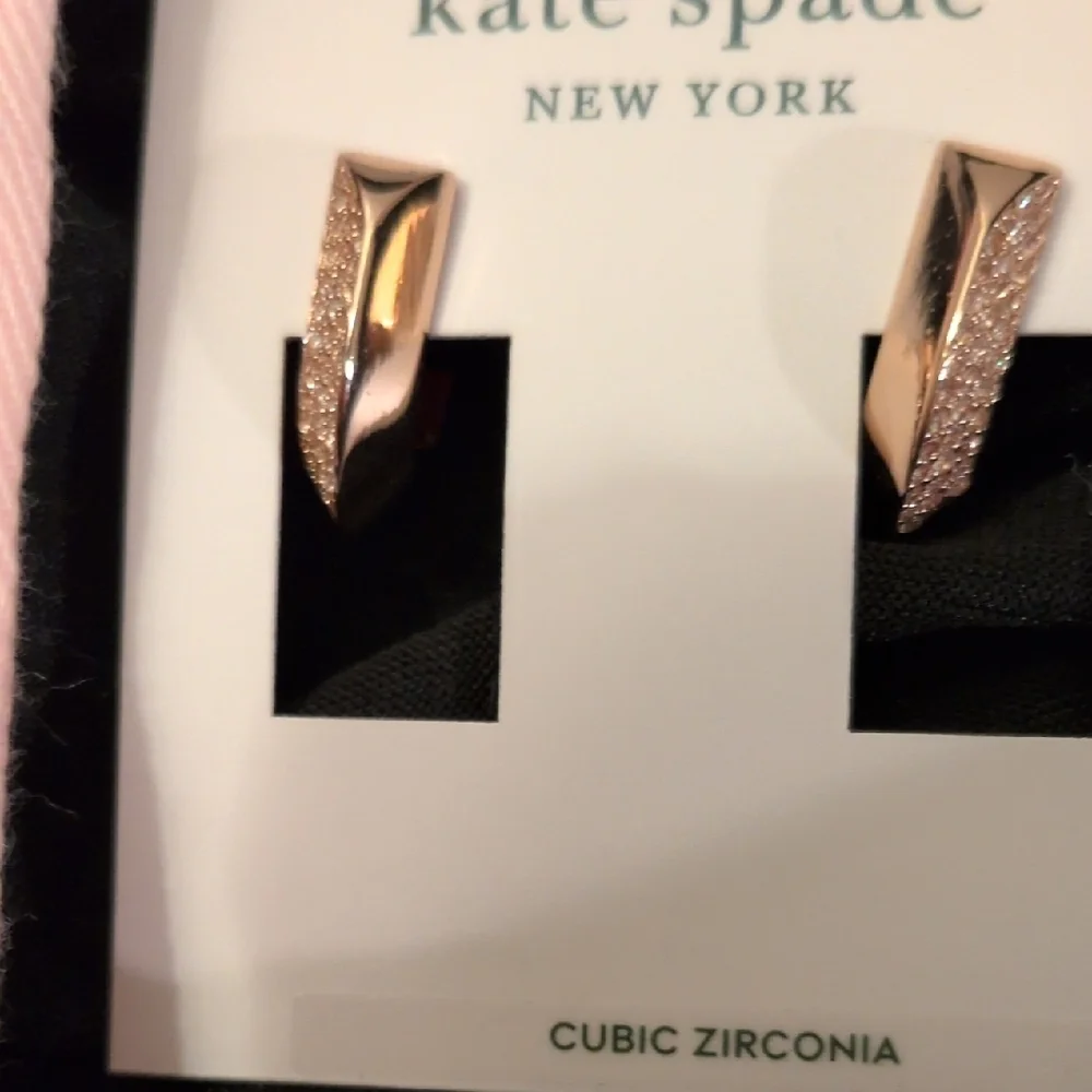 Kate Spade Rose Gold Cubic Zirconia Earringseith Dust Bag - Picture 2 of 8